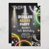 Leuke Roller Schaats Verjaardagsuitnodiging Kaart (Voorkant / Achterkant)