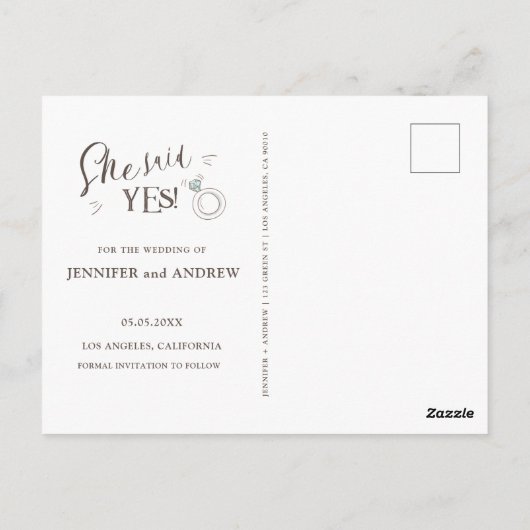 Leuke romantische doodle Foto Save The Date Briefkaart (Achterkant)