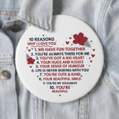 leuke romantische redenen houden van je Valentijn  Ronde Button 6,0 Cm (In situ)