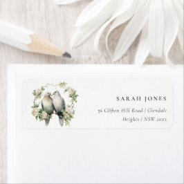 Leuke romantische Tortelduifjes botanische krans a Etiket