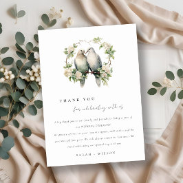 Leuke romantische Tortelduifjes Botanische krans b Bedankkaart