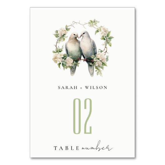 Leuke romantische Tortelduifjes Botanische krans b Kaart (Achterkant)