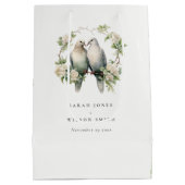 Leuke romantische Tortelduifjes Botanische krans b Medium Cadeauzakje (Achterkant)