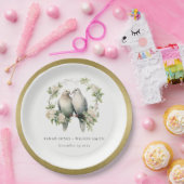 Leuke romantische Tortelduifjes Botanische krans b Papieren Bordje (Feest)