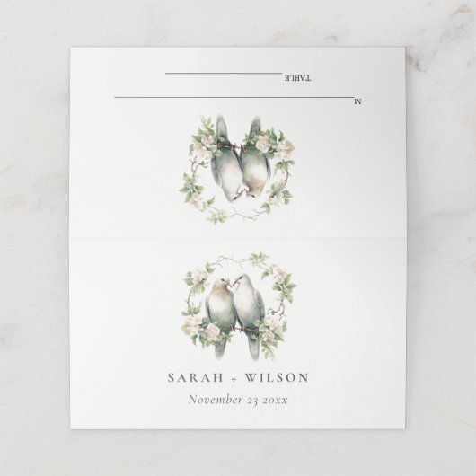 Leuke romantische Tortelduifjes Botanische krans b Plaatskaartje (Buitenkant ongevouwen)