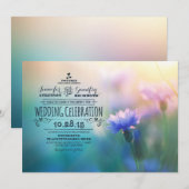 Leuke romantische wilde bloemen bruiloft uitnodigi kaart (Voorkant / Achterkant)