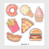 Leuke rommel junkfood strips naam & monogram op ma sticker (Vel)