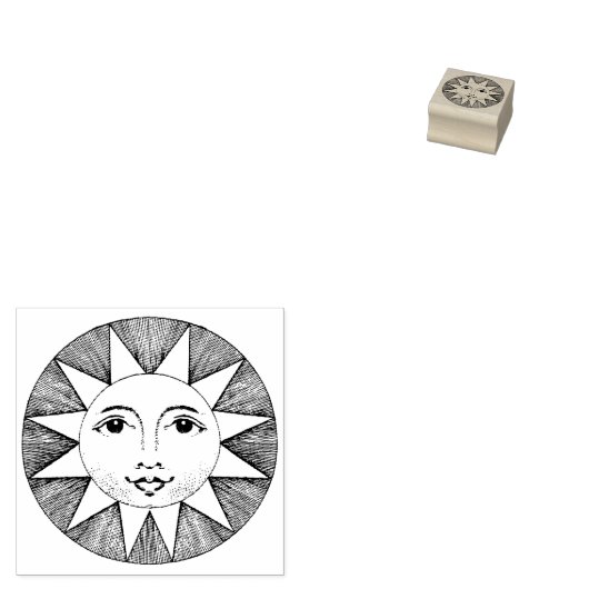 Leuke Ronde Lachende Zon Mini Art Rubberstempel (Gestempeld)