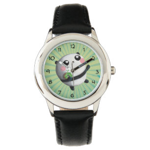 Leuke ronde panda horloge