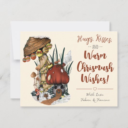 Leuke Rood Paddenstoelenhuis Kerstkaart (Voorkant)