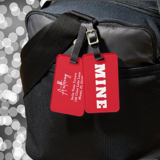 Leuke Rood Witte MINE Gepersonaliseerde Bagage Lab Bagagelabel