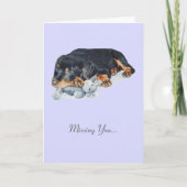 Leuke rottweiler puppy dog met teddy missen je kaart (Voorkant)