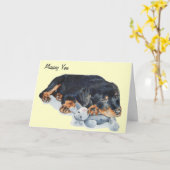 Leuke rottweiler puppy hond missen je kaart (Gele Bloem)
