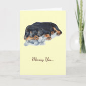 Leuke rottweiler puppy knuffelende teddy die je mi kaart (Voorkant)