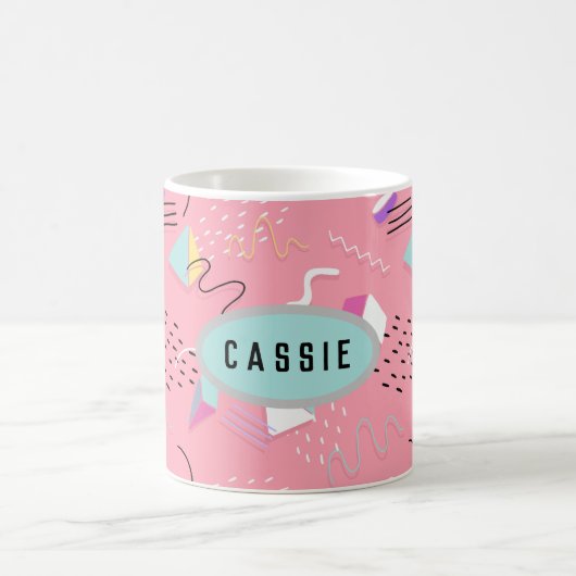 Leuke Roze 1990 Retro Graphics Koffiemok (Center)