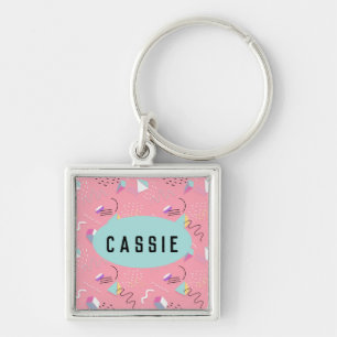 Leuke Roze 1990 Retro Graphics Sleutelhanger