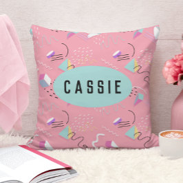 Leuke roze 1990s retro graphics kussen