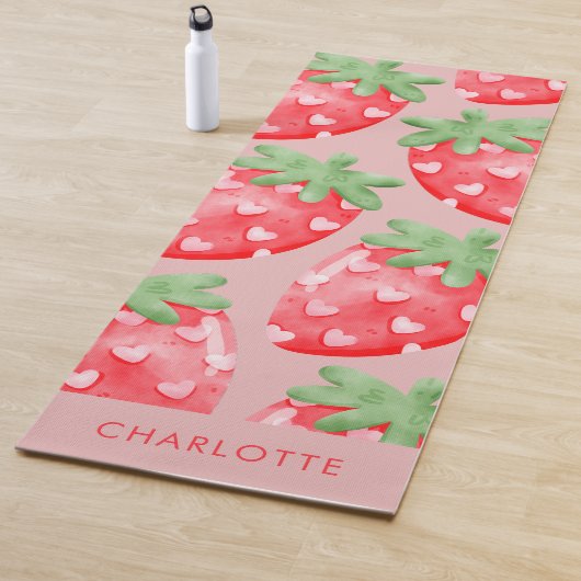 Leuke Roze Aangepaste Aardbeien Yogamat (In situ)