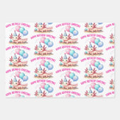 Leuke roze axolotl verjaardagsfeest inpakpapier vel (Voorkant 3)