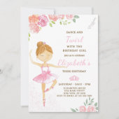 Leuke roze ballerina verjaardag uitnodiging (Voorkant)