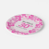 Leuke roze ballonnen Faux Glitter 30ste verjaardag Papieren Bordje (Gekanteld)
