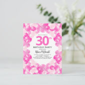 Leuke roze ballonnen Faux Glitter 30ste verjaardag Uitnodiging Briefkaart (Staand voorkant)