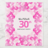 Leuke roze ballonnen Faux Glitter 30ste verjaardag Wijn Etiket (Enkel label)