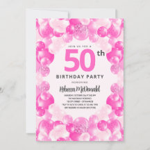 Leuke roze ballonnen Faux Glitter 50ste Verjaardag