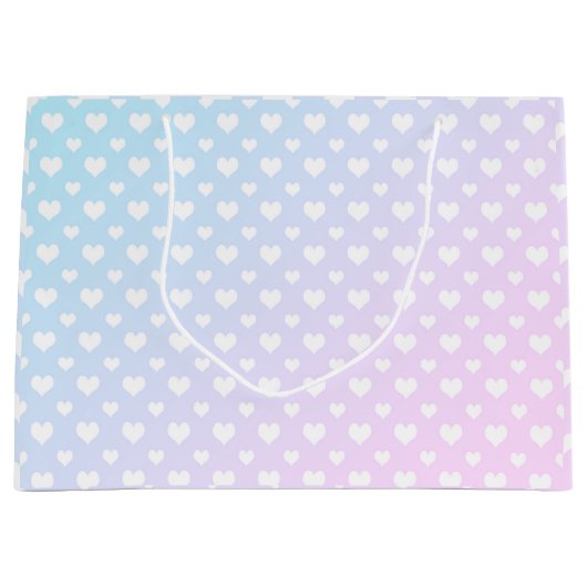Leuke Roze Blau Witte Hartjes Groot Cadeauzakje (Voorkant)