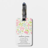 Leuke Roze & Blauwe Girly Gepersonaliseerd Bloemen Bagagelabel (Achterkant verticaal)