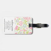Leuke Roze & Blauwe Girly Gepersonaliseerd Bloemen Bagagelabel (Achterkant horizontaal)