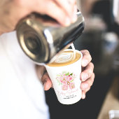 Leuke roze bloem-versierde alfabet blokken papieren bekers