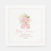 Leuke roze bloem-versierde alfabet blokken servet (Voorkant)