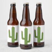 Leuke Roze Bloem Zuidwestelijke Groene Cactus Bier Etiket (Flessen)