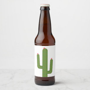 Leuke Roze Bloem Zuidwestelijke Groene Cactus Bier Etiket