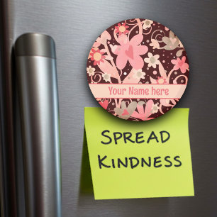 Leuke roze bloemen gepersonaliseerde inspirativite magneet