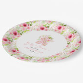 Leuke roze bloemenalfabet blokken papieren bordje (Gekanteld)