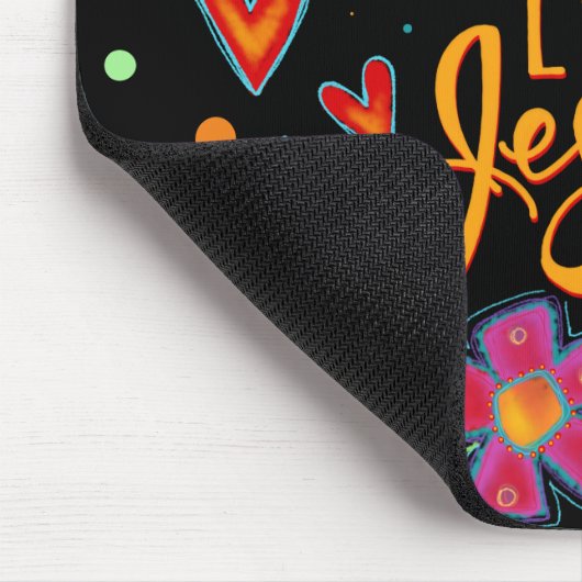 Leuke roze bloemige zwarte liefde als Jezus-inspir Muismat (Hoek)