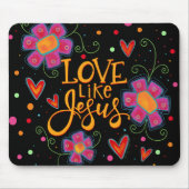 Leuke roze bloemige zwarte liefde als Jezus-inspir Muismat (Voorkant)