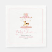 Leuke roze bloemversierde pony carrousel servet (Voorkant)