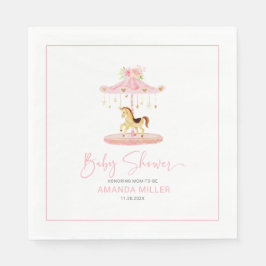 Leuke roze bloemversierde pony carrousel servet