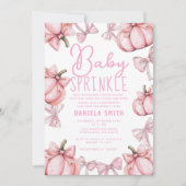 Leuke Roze Bow Little Pumpkin herfst Baby shower Kaart (Voorkant)