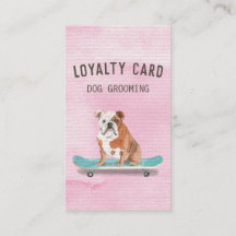 Leuke Roze Bulldog Grooming Loyalty Kaart