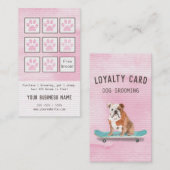 Leuke Roze Bulldog Grooming Loyalty Kaart Visitekaartje (Voorkant / Achterkant)