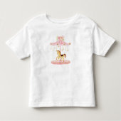 Leuke roze carrousel met een pony illustratie kinder shirts (Voorkant)