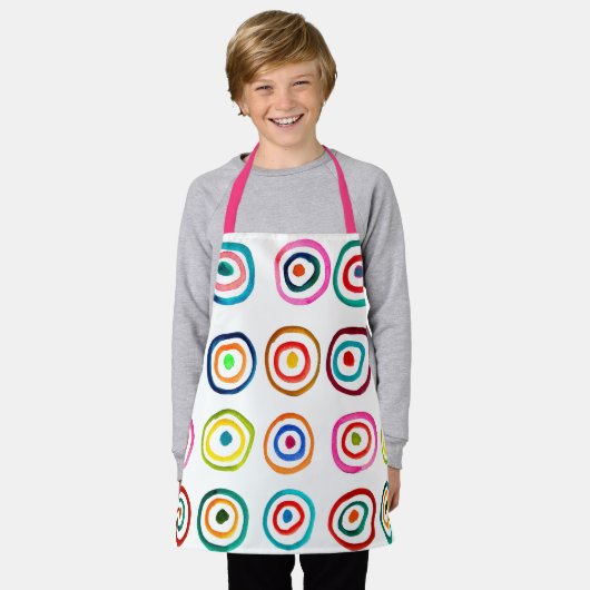 Leuke roze cirkels kunst kinder schort (Gedragen)