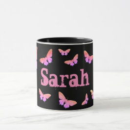 Leuke Roze Coole Vlinder Pop Art Voeg Naam Sarah t Mok