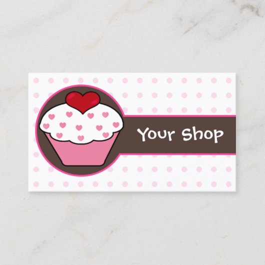 Leuke roze cupcake visitekaartjes (Voorkant)