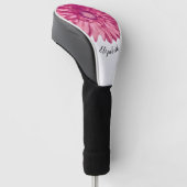 Leuke roze daisy bloem aangepaste naam dames golfheadcover (Schuin)