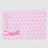 Leuke roze dames gofler aangepaste naam dames golfhanddoek (Horizontaal)